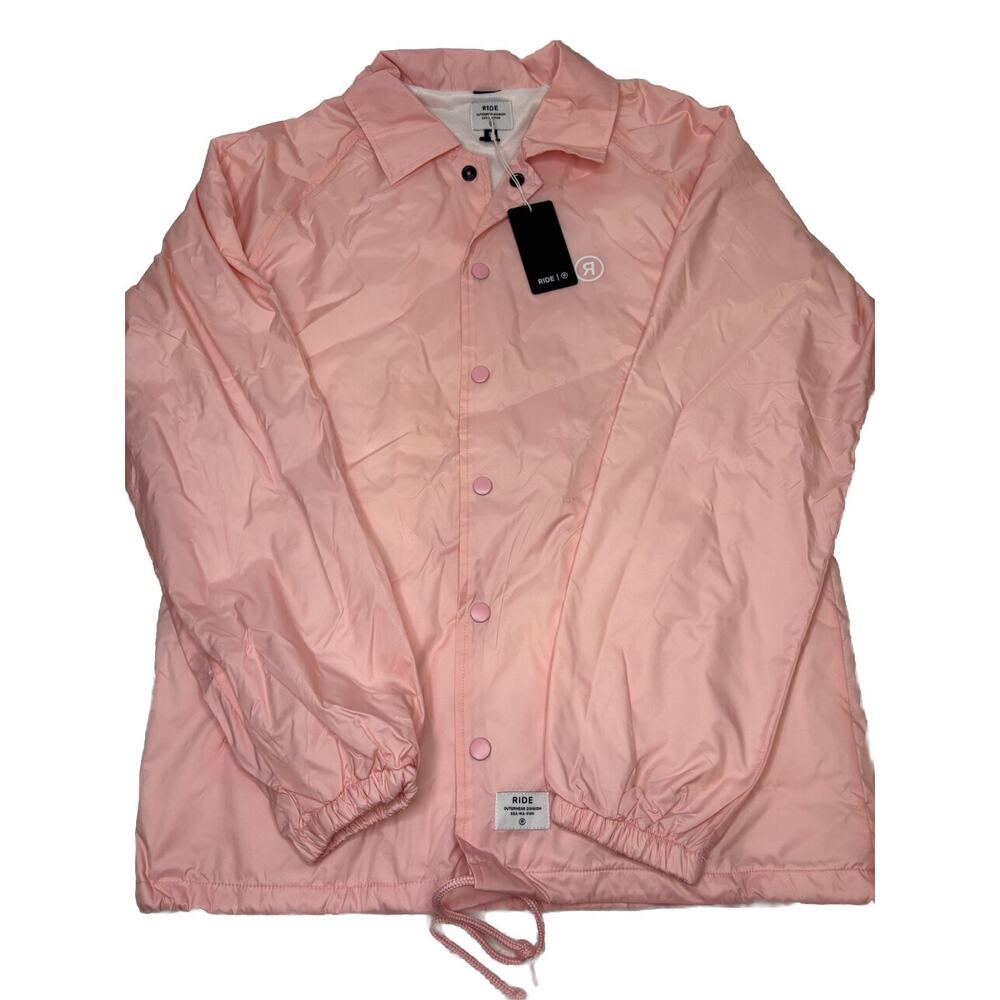 NWT Ride Snowboard Pink Coach’s Windbreaker Collared Snap Jacket Size Small